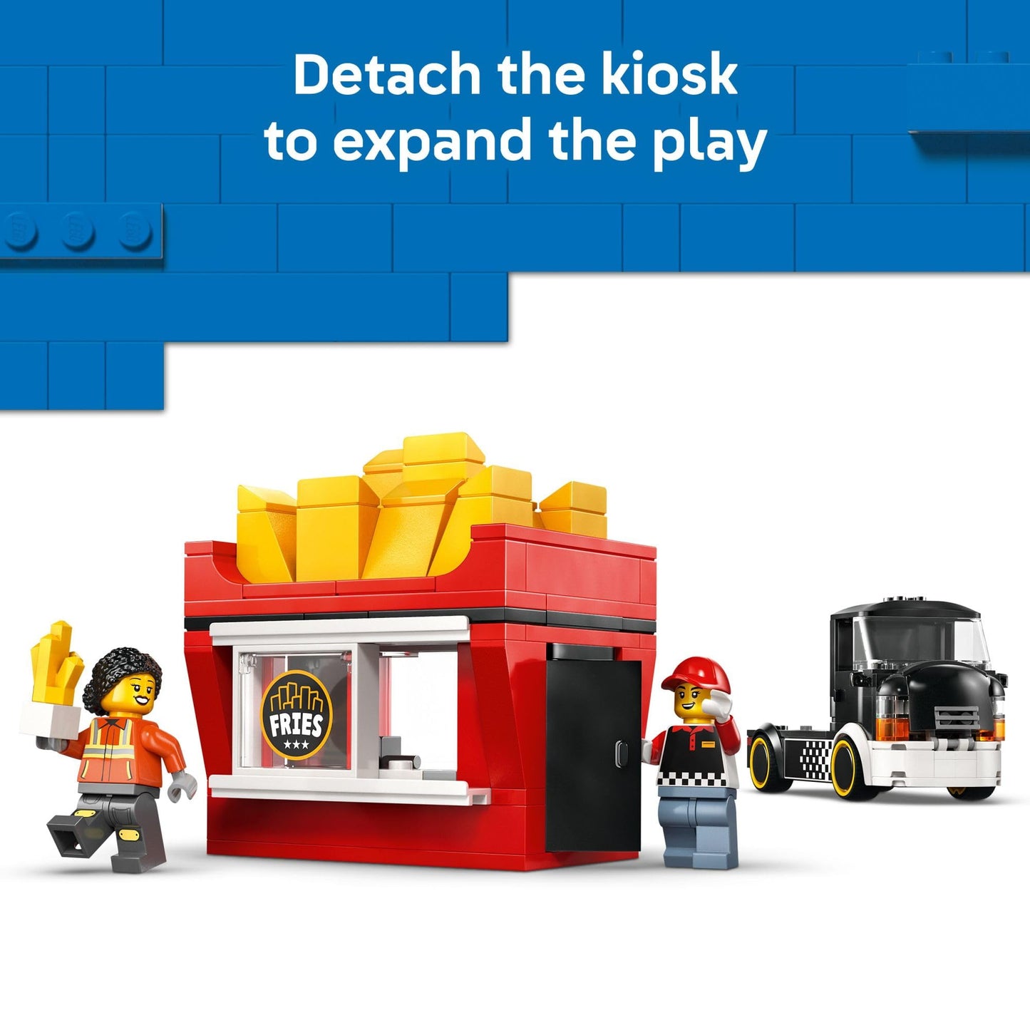 LEGO City Fries Food Truck Building Toy for Kids - Pretend Play Truck Toy for Boys & Girls, Ages 5+ - Mobile Restaurant Playset W/2 Minifigures & Detachable Kiosk - Gift Idea for Birthdays - 60488
