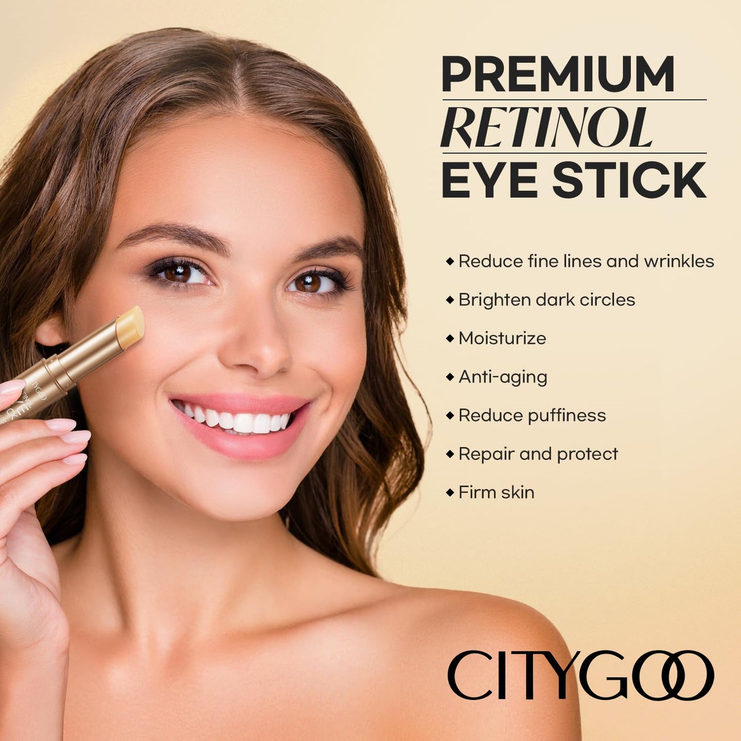 Retinol Eye Stick With Collagen, Hyaluronic Acid For Dark Circle, Wrinkles in 3-4 Weeks, Under Eye Cream Anti Aging, For Puffiness and Bags Reduces Fine Lines (Retinol Premium Gold Edition 3g) - Available at All In One Marketplace Canada