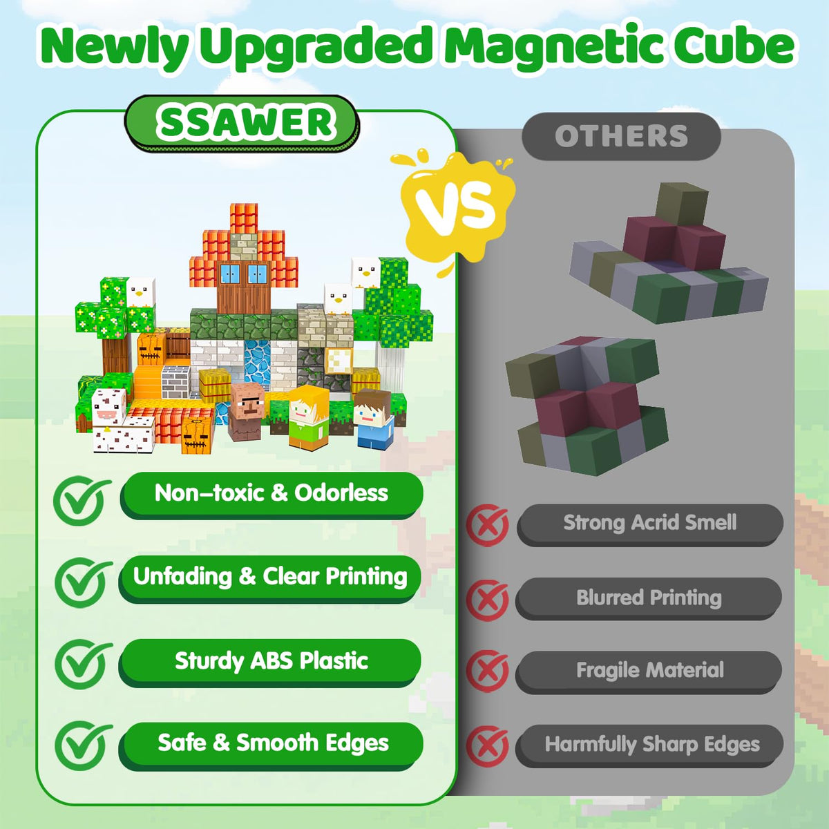 SSAWER Magnetic Blocks, 150PCS Light Up Building Cube Toys Gifts for Kids 🍁 All In One Marketplace Canada