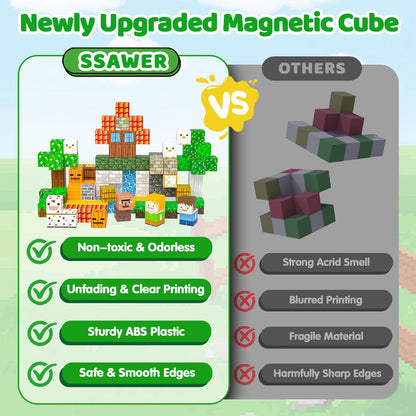 SSAWER Magnetic Blocks, 150PCS Light Up Building Cube Toys Gifts for Kids 🍁 All In One Marketplace Canada