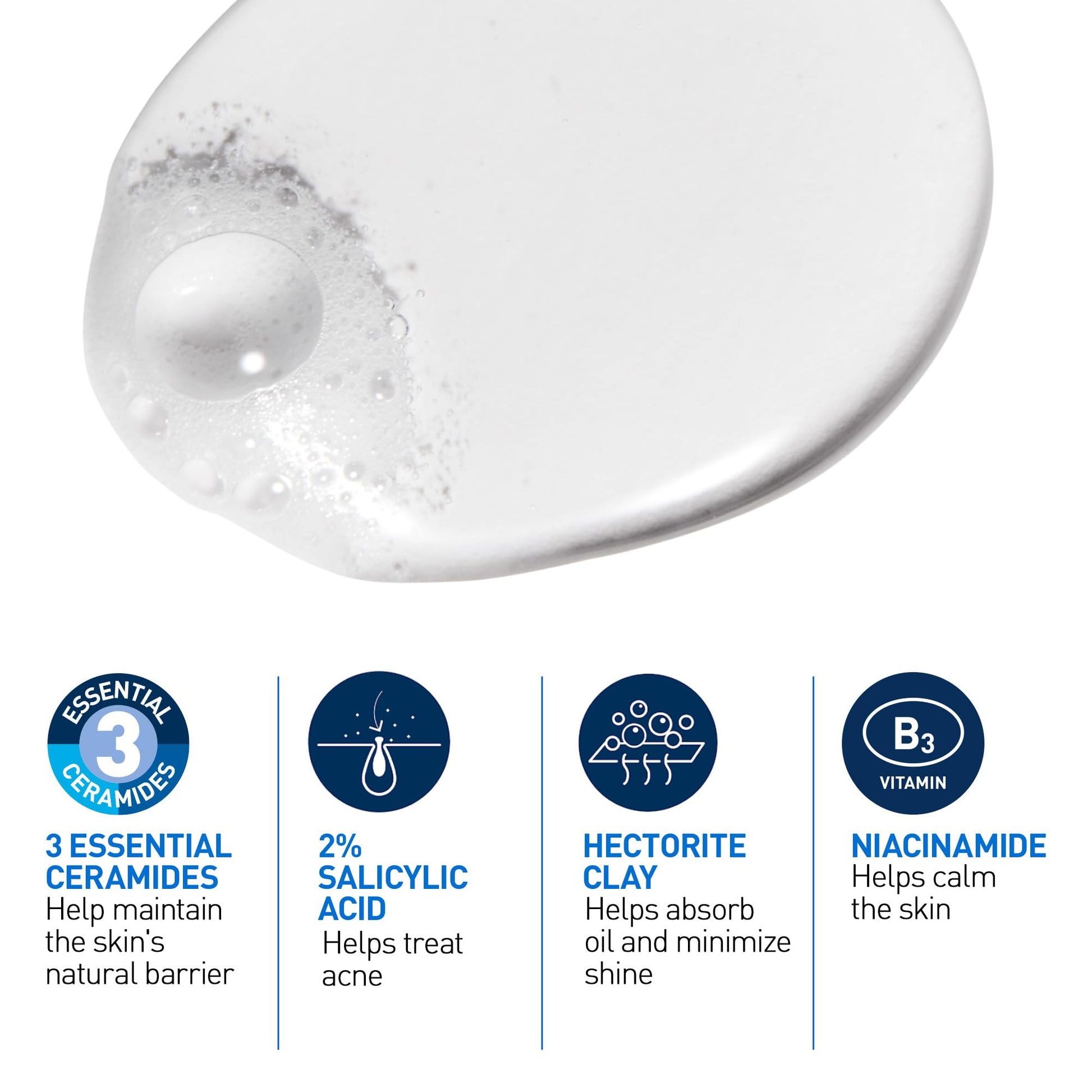 CeraVe Acne Face Wash, 2% Salicylic Acid Cleanser with Purifying Clay & Niacinamide for Oily Skin and Blackheads, Fragrance-Free, Paraben-Free & Non-Comedogenic, 473 mL