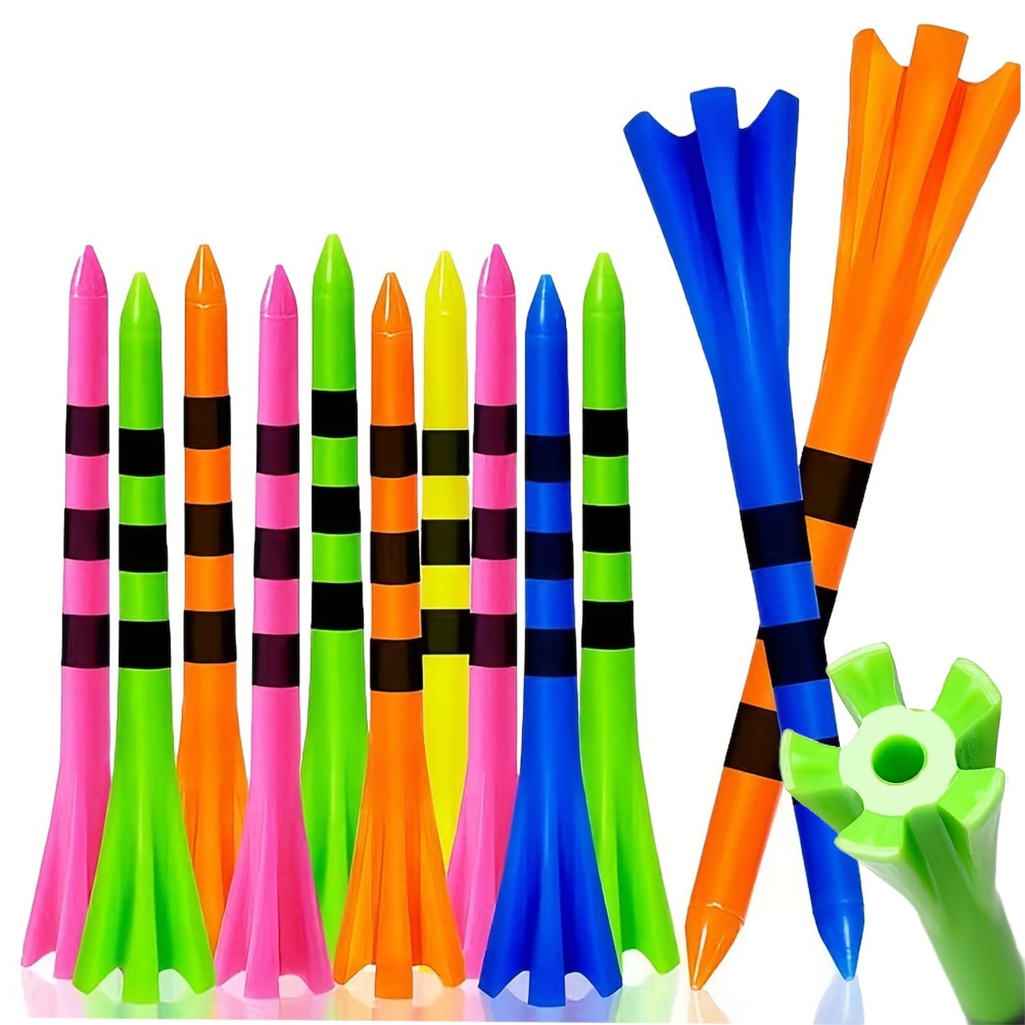 SWINGTEK 120 Pack Plastic Golf Tees,Contain 100 pcs 3-1/4 Inch Unbreakable Long Tees and 20 Short Tees,Mixed Color,Frictional Resistance Reduction - Available at All In One Marketplace Canada