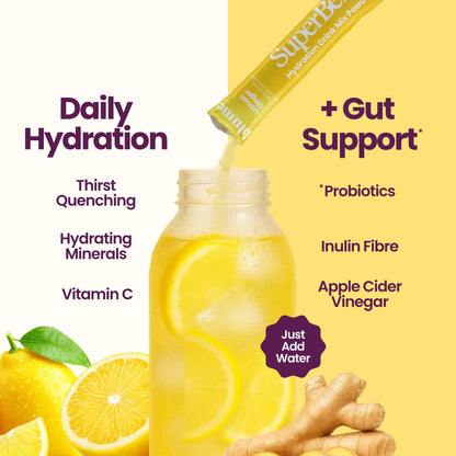 Blume SuperBelly Packets, Sugar-Free, Apple Cider Vinegar - Lemon Ginger, 15 Sticks - Canadian Brand