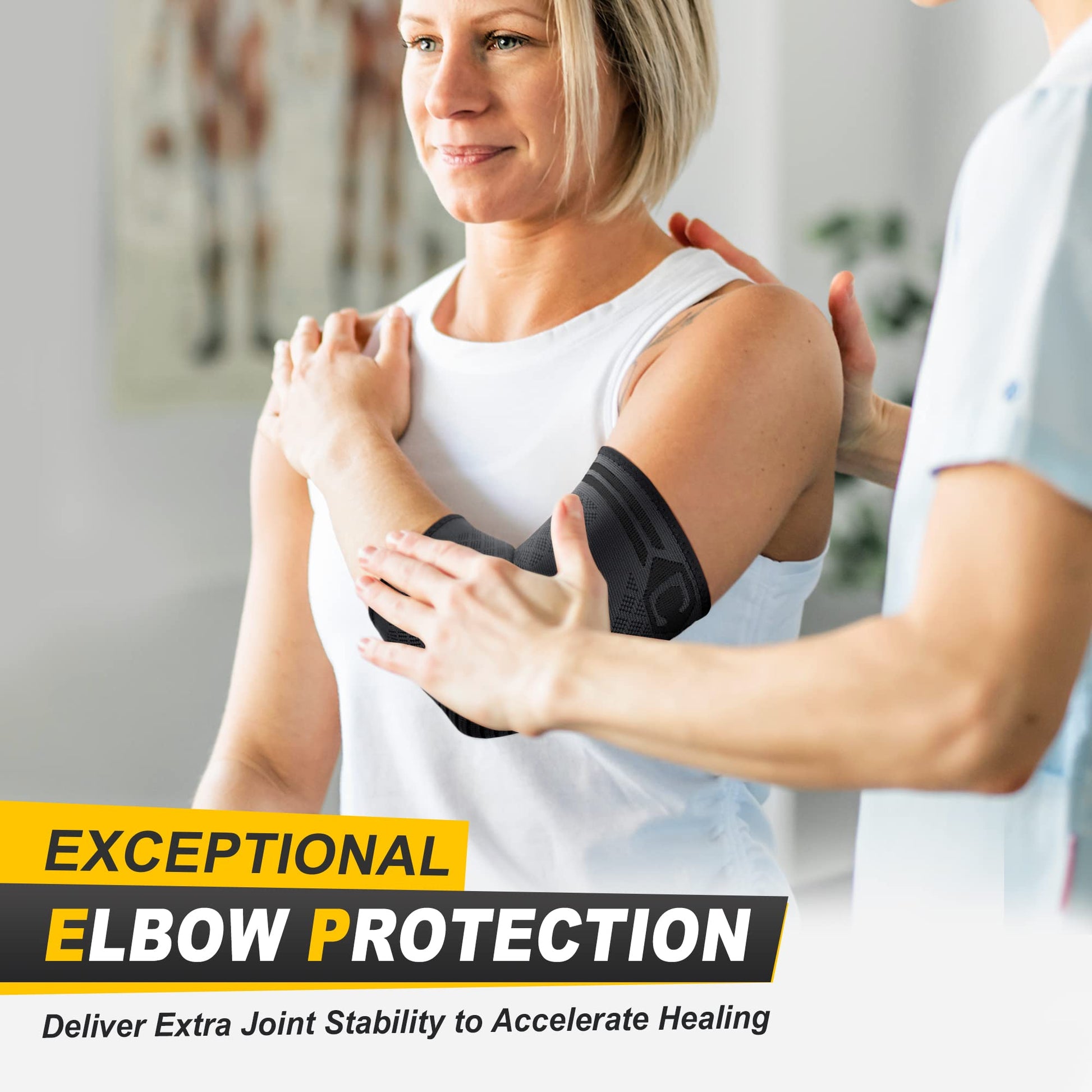 CAMBIVO Elbow Brace 2 Pack, Tennis Elbow Brace for Men and Women, Elbow Compression Sleeve, Elbow Support for Golf Elbow, Workouts, Weightlifting(Black, Large) - Available at All In One Marketplace Canada