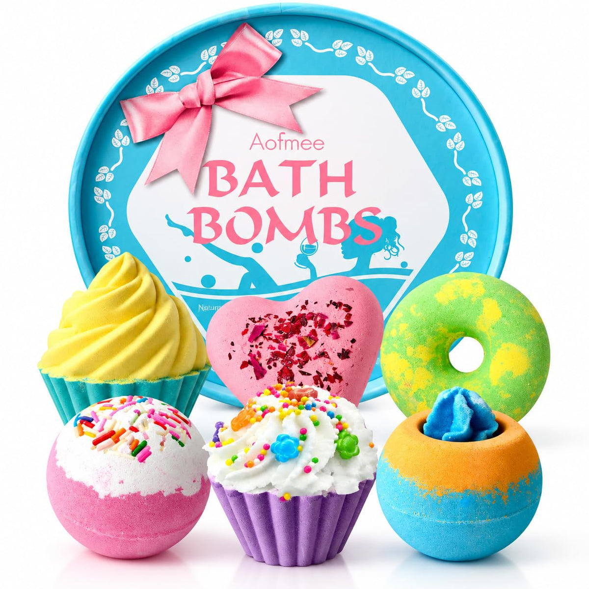 Aofmee Bath Bombs Gift Set, Handmade Bubble and Floating Fizzies Spa Kit, Shea and Cocoa Dry Skin Moisturize, Birthday Valentines Mothers Day Anniversary Christmas Gifts for Women, Mom, Her, Kids 🍁 All In One Marketplace Canada