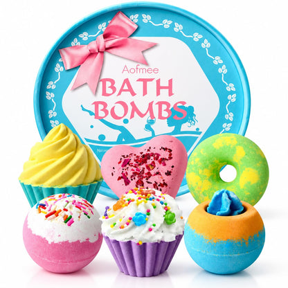 Aofmee Bath Bombs Gift Set, Handmade Bubble and Floating Fizzies Spa Kit, Shea and Cocoa Dry Skin Moisturize, Birthday Valentines Mothers Day Anniversary Christmas Gifts for Women, Mom, Her, Kids 🍁 All In One Marketplace Canada