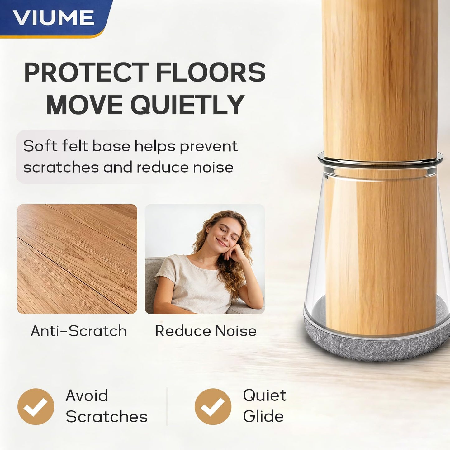 Chair Leg Floor Protectors 24PCS Furniture Sliders for Hardwood Floors, Silicone Chair Leg Protectors for Protecting Floors from Scratches and Noise, Fit:8/16" to 15/16" (13-23mm)