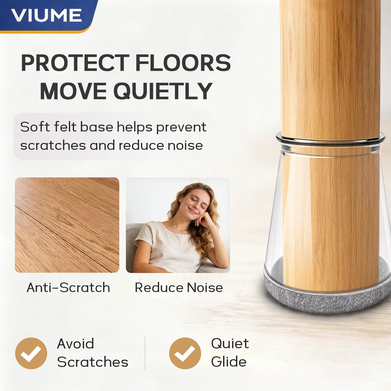 Chair Leg Floor Protectors 24PCS Furniture Sliders for Hardwood Floors, Silicone Chair Leg Protectors for Protecting Floors from Scratches and Noise, Fit:8/16" to 15/16" (13-23mm)