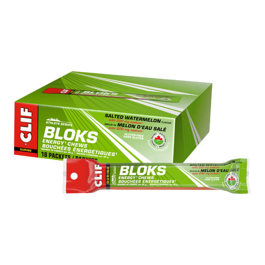 CLIF BLOKS Energy Chews, Salted Watermelon flavour, Gluten Free, Organic, No Artificial Flavours, 60 g (Pack of 18) - Available at All In One Marketplace Canada