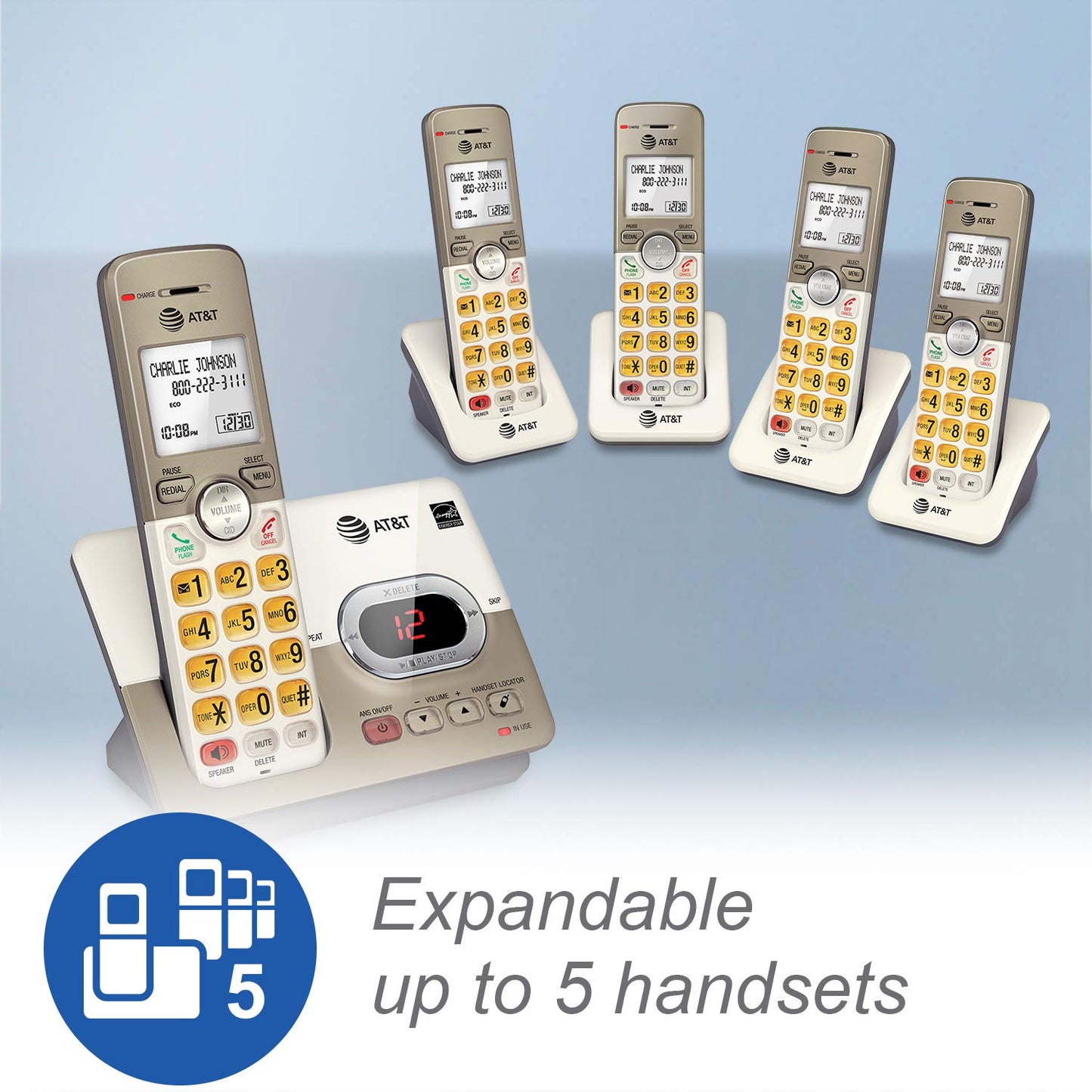 AT&T EL52203 2-Handsets Cordless Phone System with Answering System, Caller ID/Call Waiting - DECT 6.0 - Upto 14 Minutes Recording Time