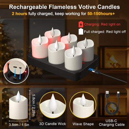 PChero Rechargeable Flameless Candles Flickering with Remote, Charging Base 🍁 All In One Marketplace Canada