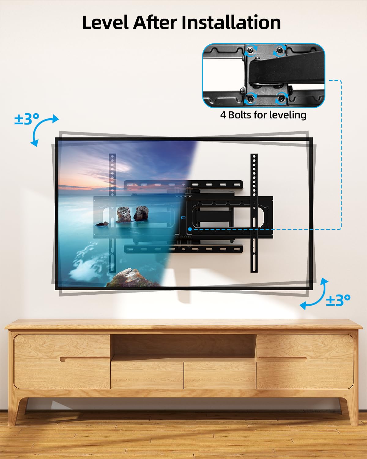 HOME VISION Full Motion TV Wall Mount for Most 32-85 inch TVs up to132 lbs, TV Mount Swivel and Tilt with Dual Articulating Arms, Wall Mount TV Bracket Max VESA 600x400mm, Fits 8" 12" 16" Wood Studs - Available at All In One Marketplace Canada