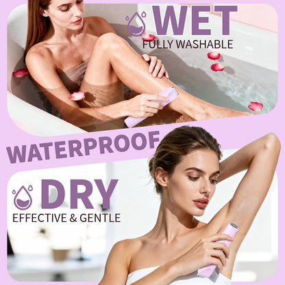 Beanify 2-in-1 Electric Shaver & Bikini Trimmer With LED Display for Women & Men，IPX7 Waterproof Wet/Dry Electric Razor With Dual Head , Rechargeable Painless Body & Facial Hair Remover, Travel-Size (Purple) - Available at All In One Marketplace Canada
