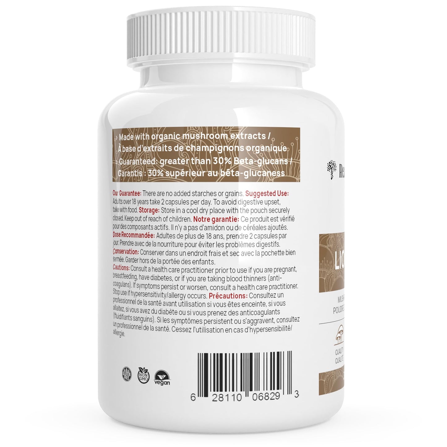 Real Mushrooms Lions Mane Capsules- Organic Mushroom Extract With Immunomodulating Properties Antioxidants - Vegan Supplement, 300 Capsules - Available at All In One Marketplace Canada