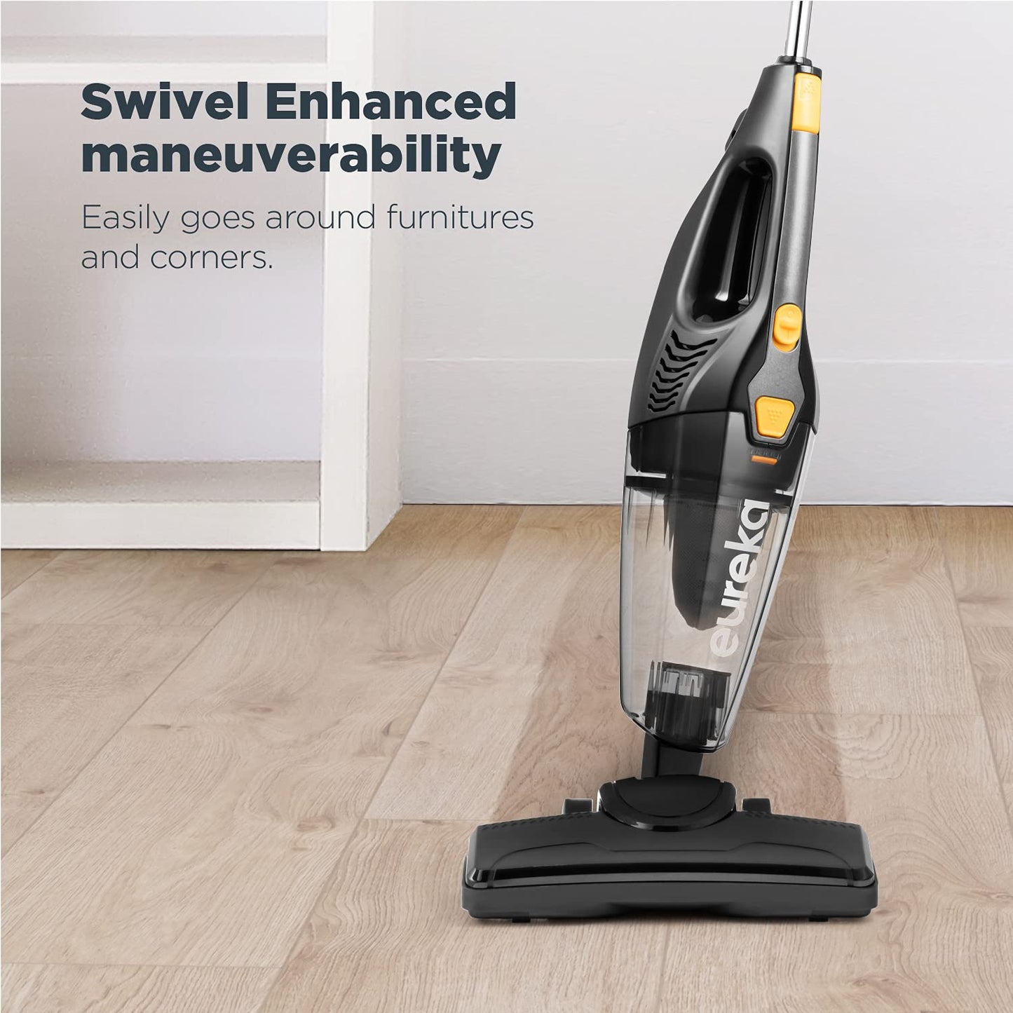 Eureka Home Lightweight Corded Stick Vacuum Cleaner, Powerful Suction Convenient Small Vacuum for Hard Floor, 3-in-1 Hand Vacuum, Blaze Black, NES212C - Available at All In One Marketplace Canada