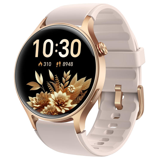 aeac Smart Watch for Women, AMOLED Ultra-Clear Screen Activity Trackers with Heart Rate/Sleep/SpO2 Monitor, Waterproof Fitness Smartwatch for iPhone/Samsung/Android（Pink Gold）
