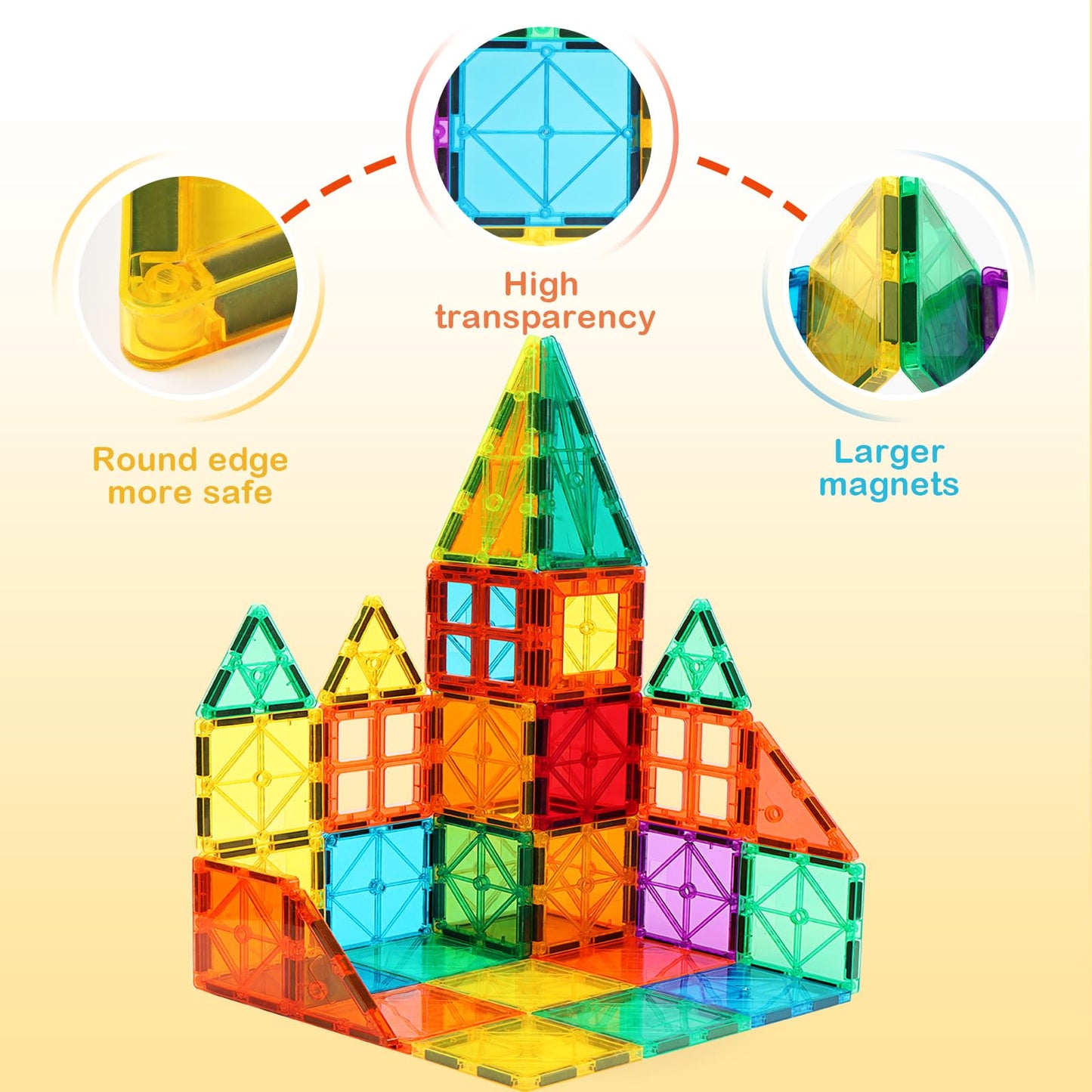 Magnetic Tiles, 110PCS Magnet Building Set, Magnetic Building Blocks,Construction STEM Toys for Kids, Gift for Boys Girls