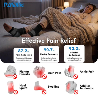 Plantar Fasciitis Sock (6 Pairs) for Men and Women, Ankle Brace Compression Socks with Arch Support for Achilles Tendonitis, Heel Pain, Swelling & Arthritis Relief, Black, Large - Available at All In One Marketplace Canada