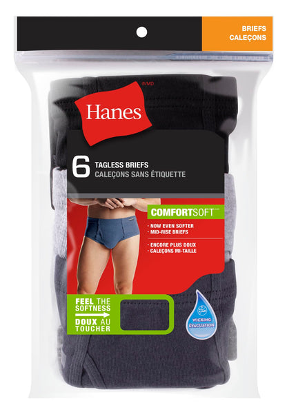Hanes Men's 6-Pack Comfort Soft FreshIQ Mid-Rise Brief, Assorted, X-Large 🍁 All In One Marketplace Canada