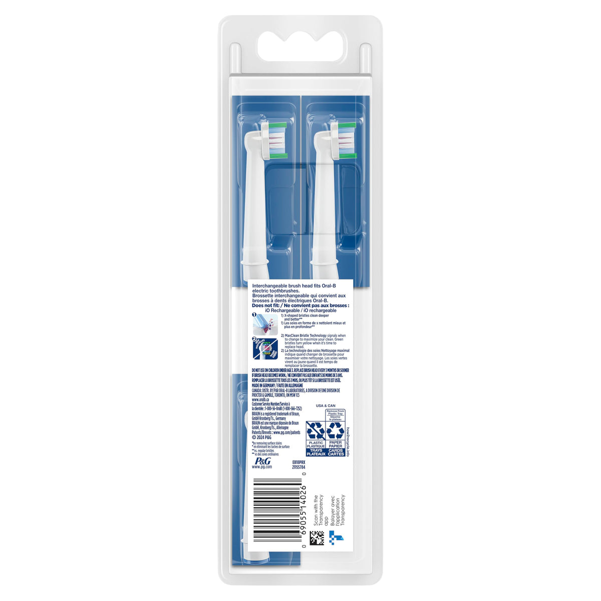 Oral-B 3D White X-Filament Replacement Brush Heads, 3 Count