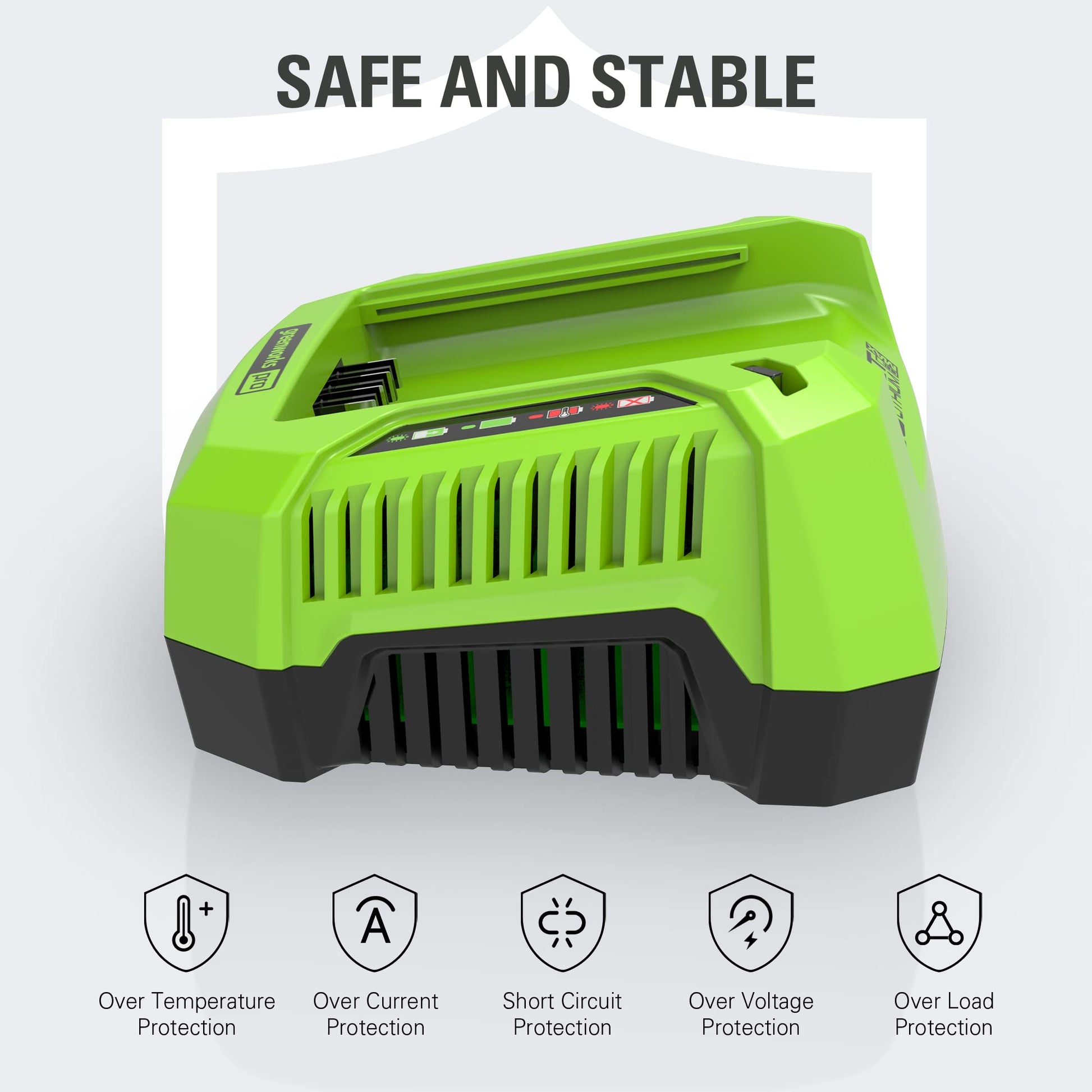 Greenworks PRO 80V Lithium Ion Single Port Rapid Battery Charger GCH8040 Greenworks
