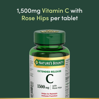 NATURE'S BOUNTY Vitamin C With Rose Hips, 1500 mg, Extended Release, Helps Maintain Immune Function, Coated Tablets, 192.7 g - Available at All In One Marketplace Canada