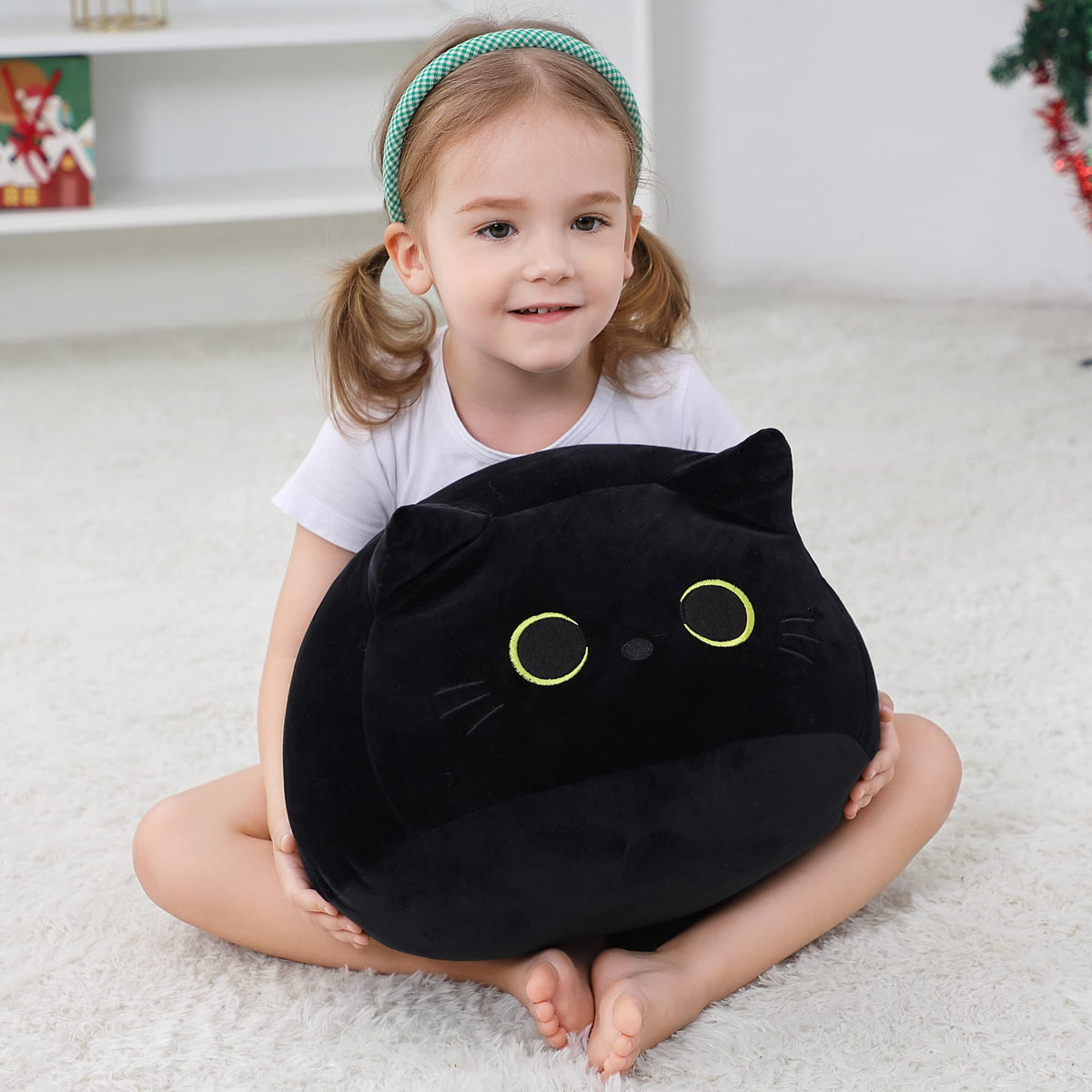 WeBingo Black Cat Plush Toy 16'', Giant Cat Stuffed Animal Plushies Pillow for Girl Boy Kid Adult, Large Big Soft Gift for Birthday Christmas Valentine's Day Home Decor 🍁 All In One Marketplace Canada
