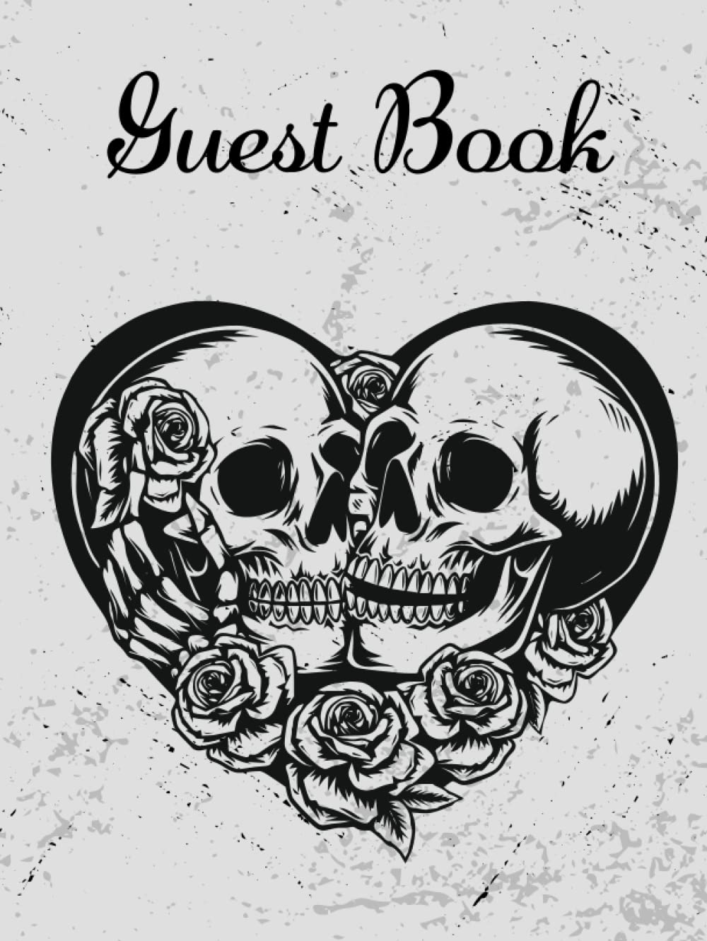 Livre d'or : Un magnifique livre d'or de mariage pour Halloween avec un design de fleurs gothiques et de crânes