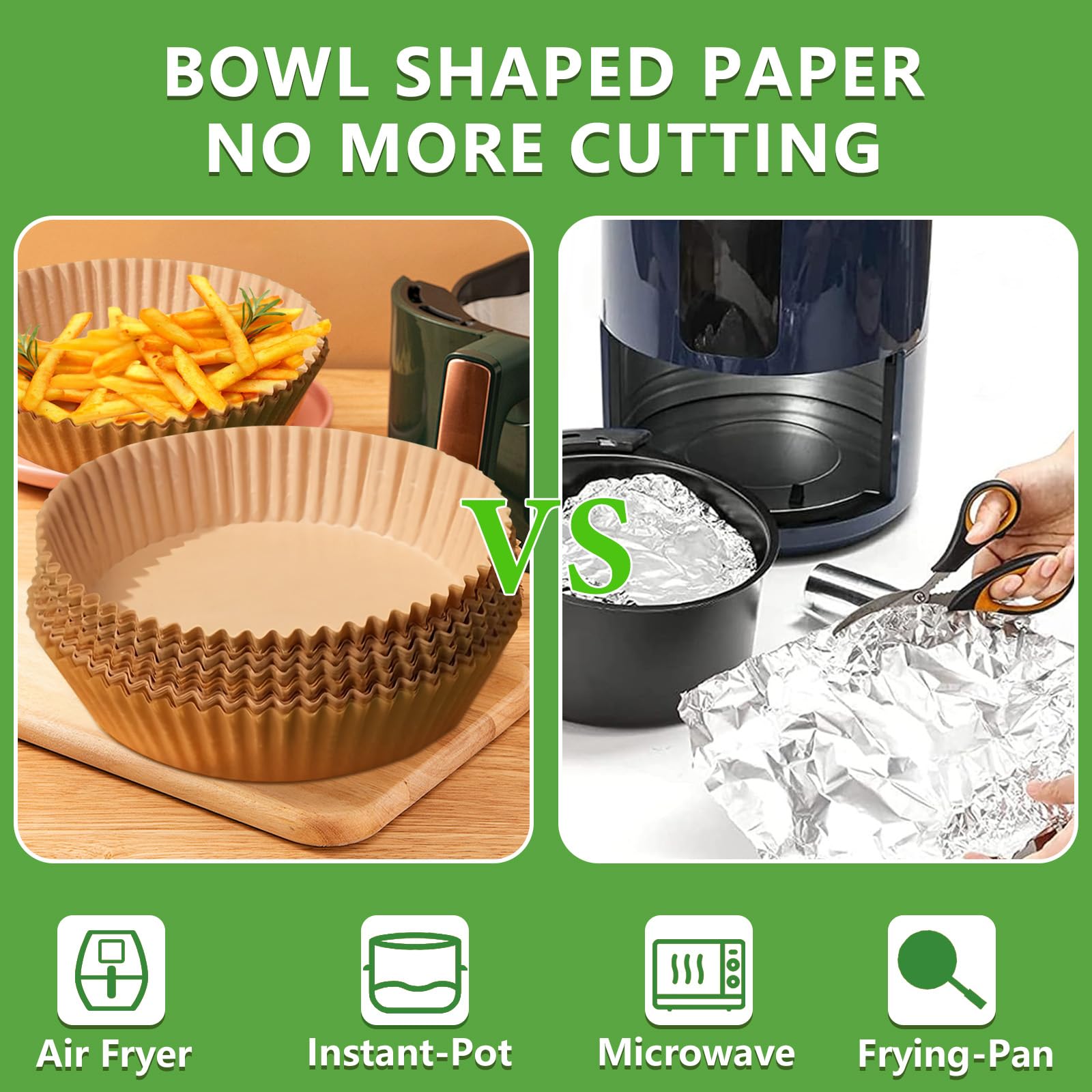 200pcs Air Fryer Disposable Paper Liner, Non-Stick Disposable Air Fryer Parchment Paper Liners, Baking Paper for Air Fryer Oil-Proof, Water-Proof, Food Grade Parchment（6.3" in Bottom, 7.9" on top） - Available at All In One Marketplace Canada