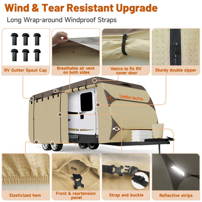 Umbrauto Travel Trailer RV Cover 30' ~ 33' – Upgraded 9-Layers Top Camper Cover, Waterproof & Windproof Heavy Duty Toy Hauler RV Cover for Winter Snow with Tongue Jack Cover, Gutter Covers 🍁 All In One Marketplace Canada