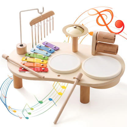 Promise Babe Wooden Musical Instruments , Percussion Instruments Baby Drum Set Xylophone, Montessori Educational Musical Toys, Gifts for Girls Boys Christmas 🍁 All In One Marketplace Canada