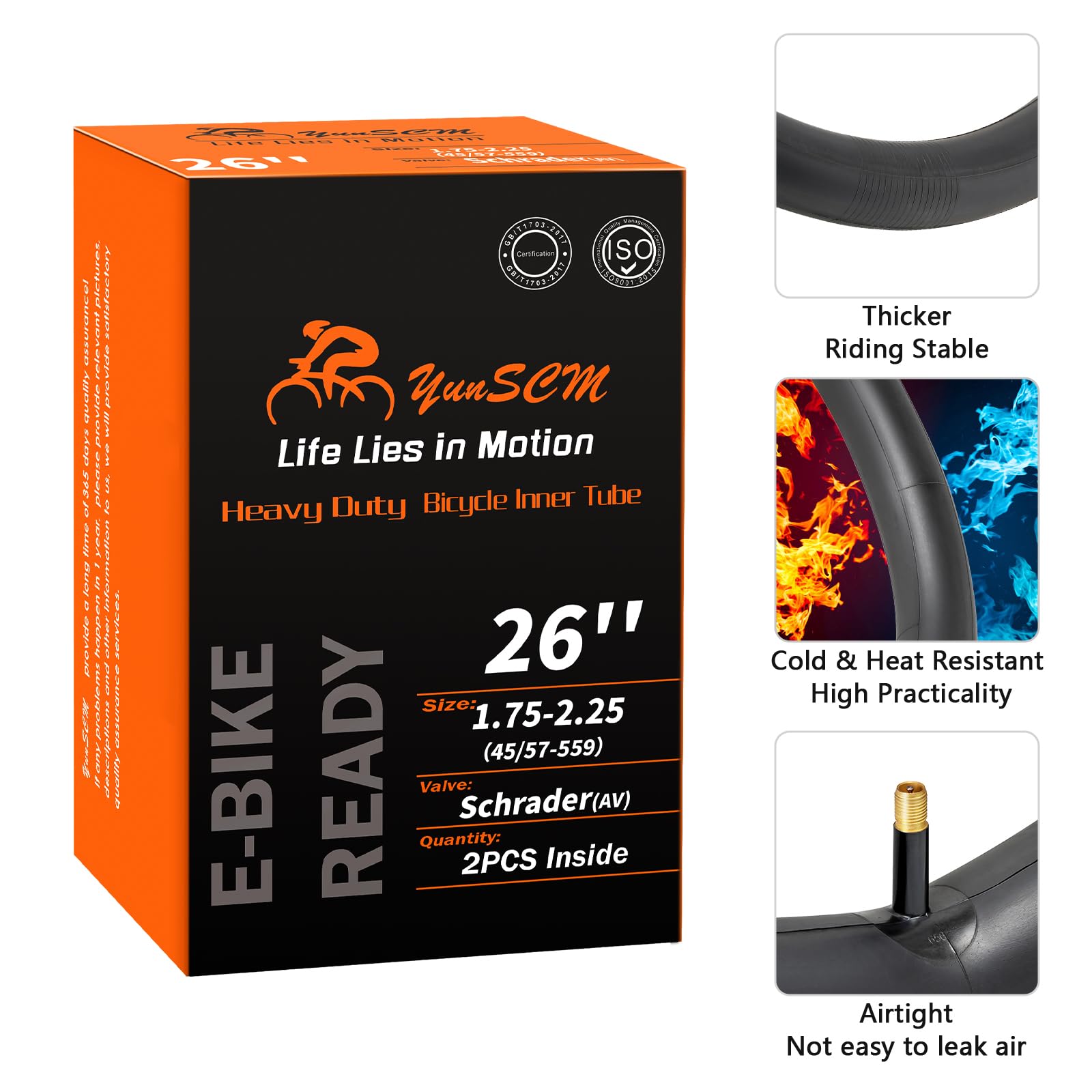 2-PCS 26" Heavy Duty Bike Tubes 26x1.75/1.95/2.0/2.1/2.125/2.20/2.25 AV32MM 26 Heavy Duty Bicycle Tubes Compatible with 26x1.75 26x1.95 26x2.10 26x2.0 26x2.125 26x2.2 26x2.25 Tire Tubes Schrader Valve - Available at All In One Marketplace Canada