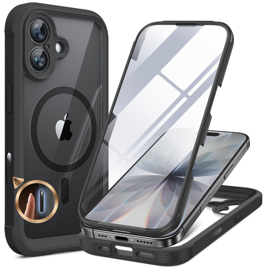 Miracase for iPhone 17 Case 6.3'', Full-Body Bumper Military Grade Drop Protection Outdoor Phone case with Built-in Glass Screen &Camera Control,Easy Installation,No Gap,Compatible with MagSafe,Black