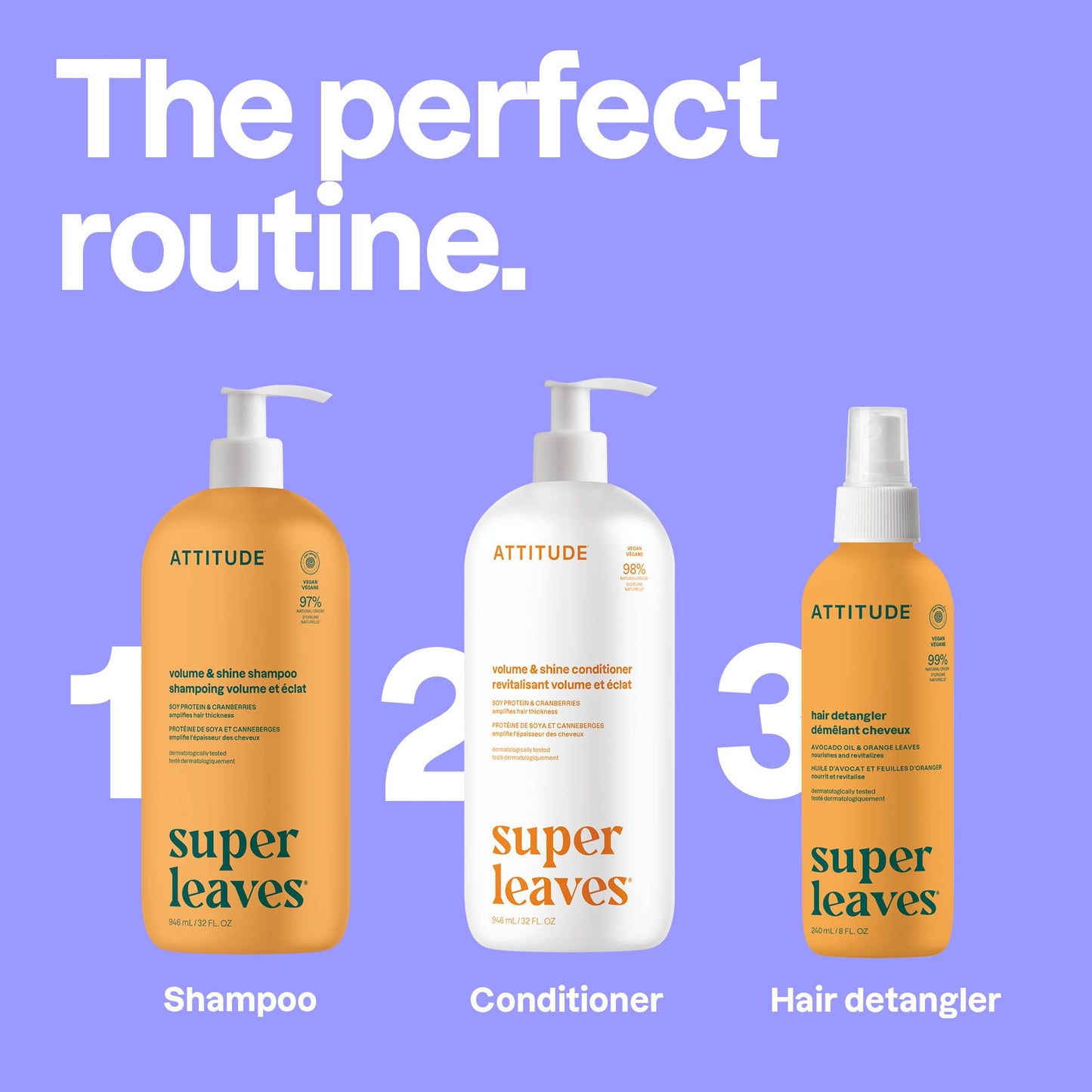 ATTITUDE Volume and Shine Hair Conditioner, Made in Canda, For Thin Hair, Naturally Derived Ingredients, Vegan Detangler, Dermatologically Tested, Soy Protein & Cranberries, 946 mL