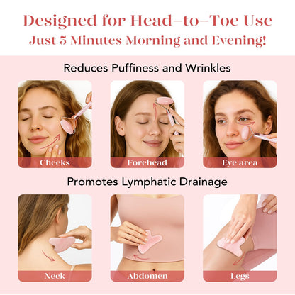 BAIMEI IcyMe Rose Quartz Roller & Gua Sha Set, Cooling Face Roller for Depuffing & Lymphatic Massage, Sculpting Tool for Face, Eyes & Neck, Smooth Skincare Gift for Women and Men - Available at All In One Marketplace Canada