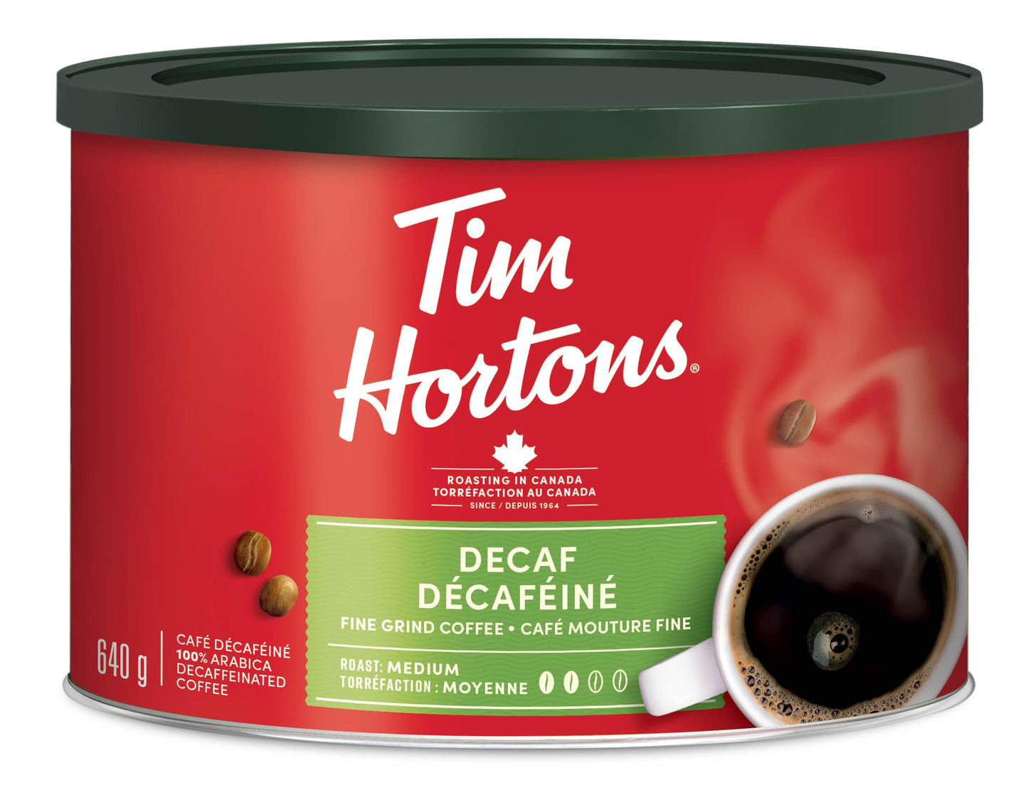 Tim Hortons Decaf Medium Roast Fine Grind Coffee, 640g