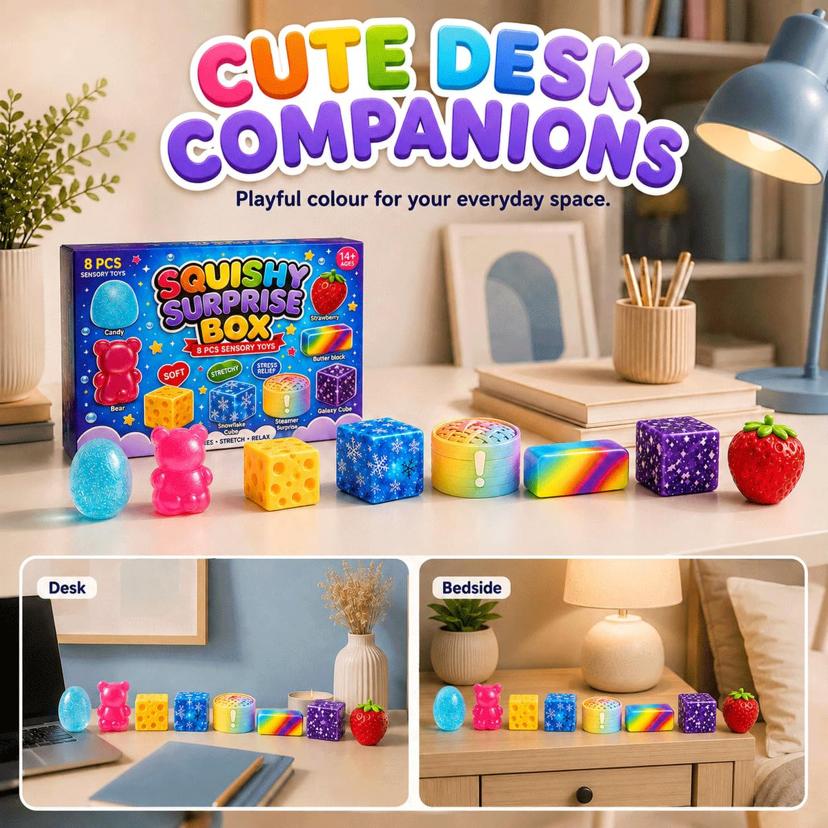 8Pcs Squishy Fun Box Set, 2026 Squeeze Fidget Kit with Big Mini Real Squishies, Soft Stretchy Sensory Pack for Adults Anxiety Stress Relief, Cute Desk Decor & Surprise Holiday Birthday Gift 🍁 All In One Marketplace Canada