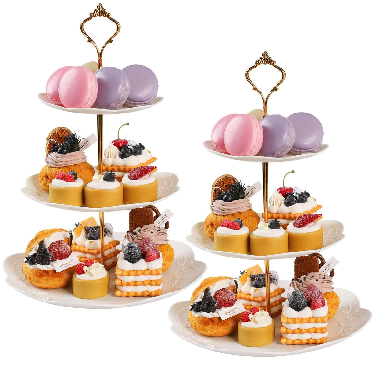 PowerKing 3 Tier Cupcake Stand Cake Stand - Plastic Tiered Serving Tray for Desserts, Candy, and Treats - Perfect for Wedding, Birthday, Tea Party (Round, 2 Pack) 🍁 All In One Marketplace Canada