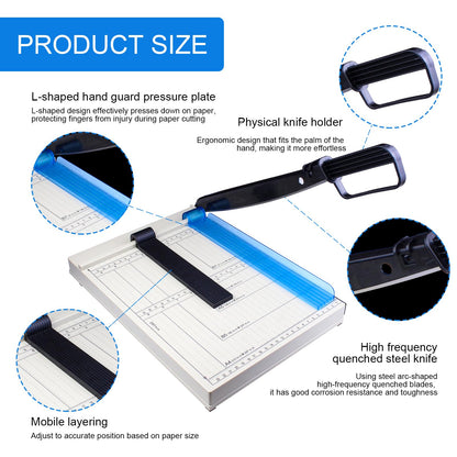 Paper Cutter, Paper Cutting Machine, 12 "A4 Cutting Length, 10 Sheet Capacity, with Safety Protection Device and Blade Lock, Suitable for Office, School or Commercial usePaper Cutter