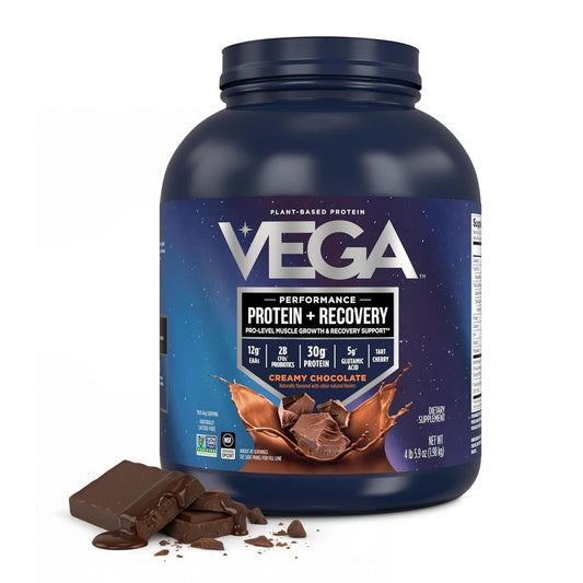 Vega Protein + Recovery, Chocolate – 30g Vegan Protein, Dairy & Gluten Free, Probiotics, NSF Certified, 1.98 kg (45 Servings)