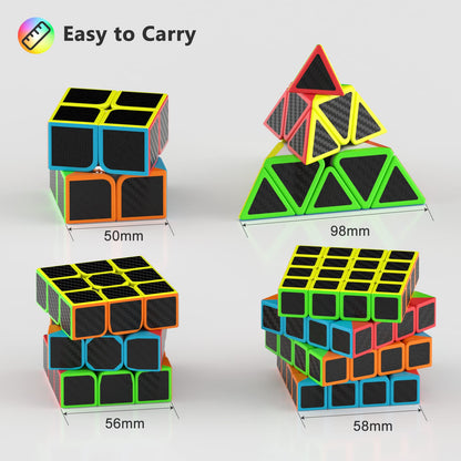 Vdealen Speed Cube Set, Puzzle Cube Bundle of 2x2x2 3x3x3 4x4x4 Pyramid Magic Cube Set, Birthday Party Christmas Stocking Stuffers Gift for Kids Teens Adults(Carbon Fiber Sticker) 🍁 All In One Marketplace Canada