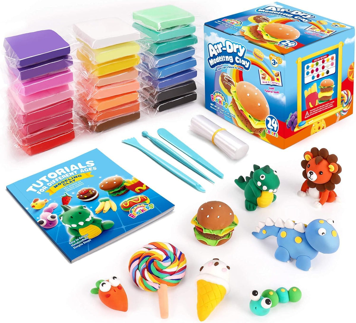 Sago Brothers 24 Colors Modeling Clay for Kids with 3 Tools & Tutorial Book 🍁 All In One Marketplace Canada