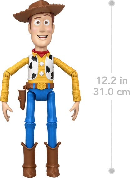 Mattel Disney and Pixar Toy Story 5 Running Woody 12 Inch Action Figure with 50 Plus Movie Phrases and Sounds, Movie-Accurate Mattel
