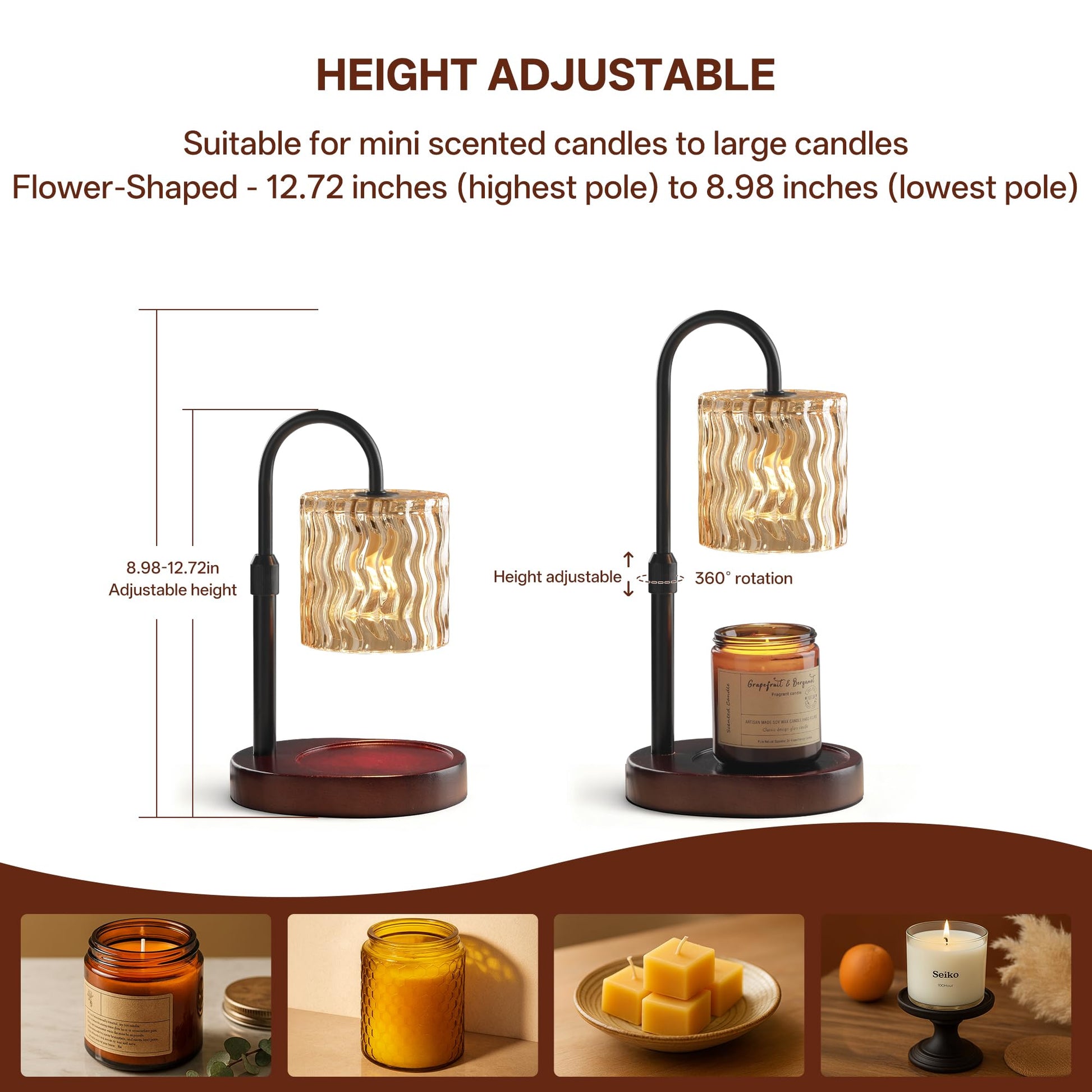 Homelist Candle Warmer Lamp, 2026 New Years Decorations, Adjustable Height Candle Warmer with Timer, Gifts for Women, Mother's Day for Mom Dimmable Candle Lights for Bedroom, Tea Room, Rest Room - Available at All In One Marketplace Canada