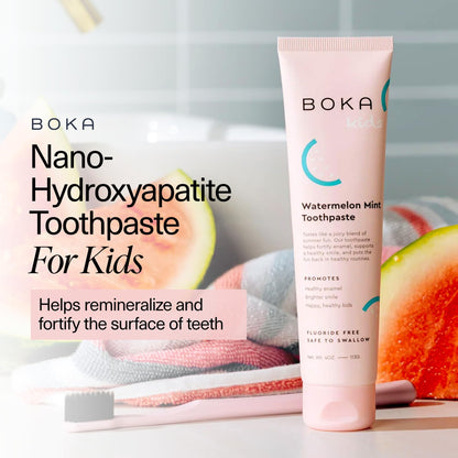 Boka Fluoride Free Toothpaste, Nano Hydroxyapatite, Training Toothpaste - Watermelon Mint Flavor, 4 Fl Oz (113g) 1Pk