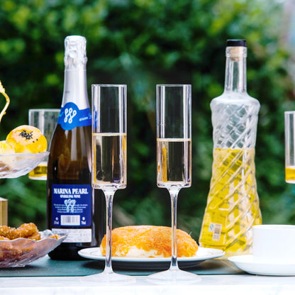 BACLIFE Crystal Champagne Flutes Set of 6 - Hand Blown Champagne Glasses with Long Stem - Elegant Sparkling Wine Stemware - Unique Gift for Birthday,Wedding, Christmas - 6.5 oz, Clear 🍁 All In One Marketplace Canada
