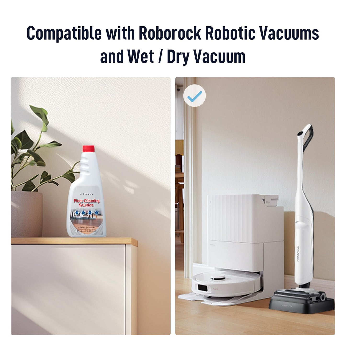 roborock Official Floor Cleaning Solution, Floor Cleaner for Hardwood Tile Hardfloor, Compatible Robot Vacuums with Mopping and Wet Dry Vacuum, 16.2 FL OZ, Dilution Ratio 1:200 - Available at All In One Marketplace Canada
