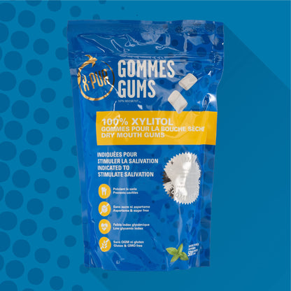 X-PUR - Xylitol Gum For Dry Mouth And Bad Breath - Peppermint Flavored Xylitol Gum - Perfect For Diabetics - Stimulates Saliva - 100% Natural - Gluten-Free, GMO Free - Bag of 500 Gums 🍁 All In One Marketplace Canada