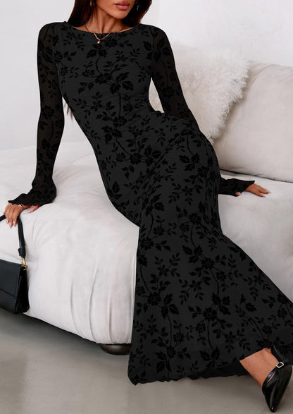 PRETTYGARDEN Women's Floral Bodycon Maxi Dress Wedding Guest Dresses Black 🍁 All In One Marketplace Canada