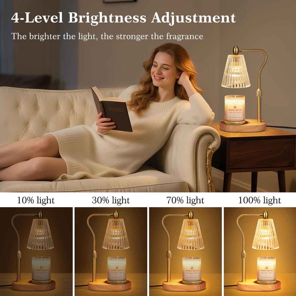 Imenlox Candle Warmer Lamp, with Timer and Dimmer, Adjustable Height, Christmas Birthday Gifts for Women Mom, House Warming Gifts New Home Decor, Wax Warmer for Jar Candles (Gold) 🍁 All In One Marketplace Canada